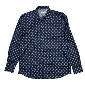 Maurizio Baldassari Soft Cotton Herringbone Floral Leaf Button Shirt Mens XL